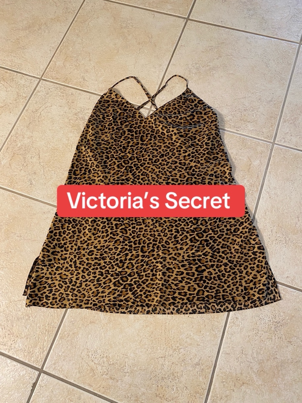 Victoria's Secret Satin Leopard Print Chemise - Brown